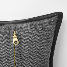 Load image into Gallery viewer, Chevron Wool Throw Pillow With Leather Trim