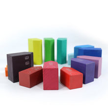 Load image into Gallery viewer, 15-Piece Stained Little Village Wooden House Building Blocks Se