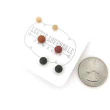 Load image into Gallery viewer, Terracotta Brown &amp; Beige Moonglow Tiny Earrings Set