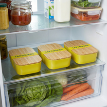 Load image into Gallery viewer, Set of 3 Leftovers Bamboo Lunch Box in Vivid Yellow | Eco-Friendly and Sustainable | 7.5" x 5" x 2"
