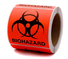 Load image into Gallery viewer, &quot;Biohazard&quot; Warning Labels - 4&quot; x 4&quot; - 250/Roll