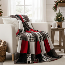 Load image into Gallery viewer, Tache Brown Red Sunset Maple Farmhouse Plaid Patchwork Throw Blanket (4025)