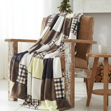 Load image into Gallery viewer, Tache Buttermilk Fall Yellow Brown Farmhouse Super Soft Plaid Patchwork Throw Blanket (4026)