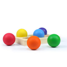 Load image into Gallery viewer, 12 Pcs Rainbow Wooden Balls with Tray in Primary Colors Diameter 1.4 Inches
