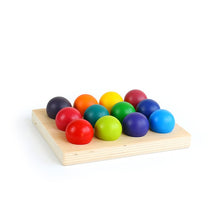 Load image into Gallery viewer, 12 Pcs Rainbow Wooden Balls with Tray in Primary Colors Diameter 1.4 Inches