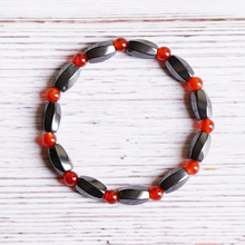 Load image into Gallery viewer, Magnetic Therapy Bracelet Black and Fire Engine Red