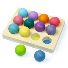 Load image into Gallery viewer, 12 Pcs Wooden Balls with Tray in Pastel/Macaron Colors Diameter 1.4 Inches