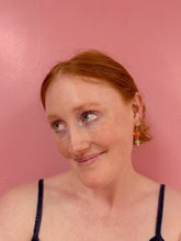 Load image into Gallery viewer, Orange Sparkly Album Dangle Earring