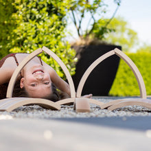Load image into Gallery viewer, **Pre-order (Ships in 2-3 Weeks)**42-Piece Combination Set – 12 Large &amp; 30 Mini Curved Natural Wooden Building Blocks