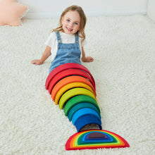 Load image into Gallery viewer, **Pre-order (Ships in 2-3 Weeks)**12 Pcs Large Wooden Rainbow Stacking Blocks in Primary Colors