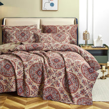 Load image into Gallery viewer, Tache Bohemian Desert Medallion Boteh Paisley Orange Blue Taupe Quilt Set (TJ3502)