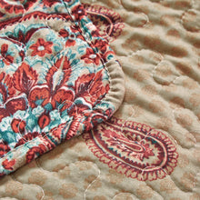 Load image into Gallery viewer, Tache Bohemian Desert Medallion Boteh Paisley Orange Blue Taupe Quilt Set (TJ3502)