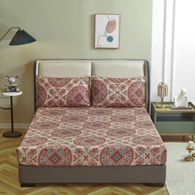 Load image into Gallery viewer, Tache Bohemian Desert Medallion Boteh Paisley Taupe Fitted Sheet / Flat Sheet (TJ3502)
