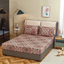 Load image into Gallery viewer, Tache Bohemian Desert Medallion Boteh Paisley Taupe Fitted Sheet / Flat Sheet (TJ3502)