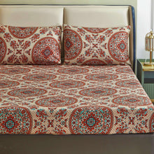 Load image into Gallery viewer, Tache Bohemian Desert Medallion Boteh Paisley Taupe Fitted Sheet / Flat Sheet (TJ3502)