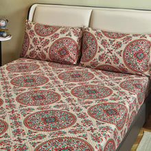 Load image into Gallery viewer, Tache Bohemian Desert Medallion Boteh Paisley Taupe Fitted Sheet / Flat Sheet (TJ3502)