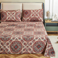 Load image into Gallery viewer, Tache Bohemian Desert Medallion Boteh Paisley Taupe Fitted Sheet / Flat Sheet (TJ3502)