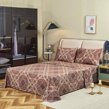 Load image into Gallery viewer, Tache Bohemian Desert Medallion Boteh Paisley Taupe Fitted Sheet / Flat Sheet (TJ3502)