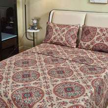 Load image into Gallery viewer, Tache Bohemian Desert Medallion Boteh Paisley Taupe Fitted Sheet / Flat Sheet (TJ3502)