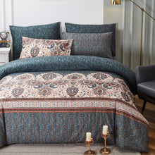 Load image into Gallery viewer, Tache Rustic Paisley Mandala Palace Floral Watercolor Dark Teal Duvet Cover (KF174)