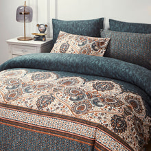 Load image into Gallery viewer, Tache Rustic Paisley Mandala Palace Floral Watercolor Dark Teal Duvet Cover (KF174)