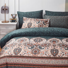 Load image into Gallery viewer, Tache Rustic Paisley Mandala Palace Floral Watercolor Dark Teal Duvet Cover (KF174)