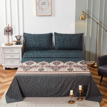 Load image into Gallery viewer, Tache Rustic Paisley Mandala Palace Floral Watercolor Dark Teal Fitted Sheet / Flat Sheet (KF174)