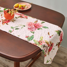 Load image into Gallery viewer, DaDa Bedding Romantic Roses Pink White Lovely Floral Quilted Dining Table Runner (879)