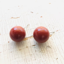 Load image into Gallery viewer, Rusty Dark Red Jumbo Ball Stud Earrings