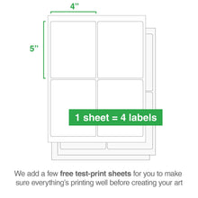 Load image into Gallery viewer, Rectangle Laser Labels - 4" x 5": 100/Pack, 25 Sheets