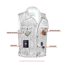 Load image into Gallery viewer, Blue Men's  denim motorcycle vest with Snap/Zipper Front