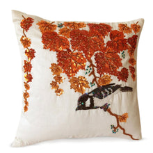Load image into Gallery viewer, Autumn Leaves and Bird Pillow