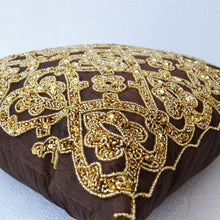 Load image into Gallery viewer, Gold Floral Lattice Pillow