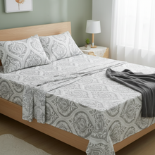 Load image into Gallery viewer, Tache Dreamy Moon Sky Ogee Damask Heather Gray White Bed Sheet Set (TB300)