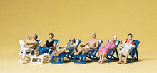 Load image into Gallery viewer, Preiser 10437 HO Scale -- Seated People on Folding Deck Chairs