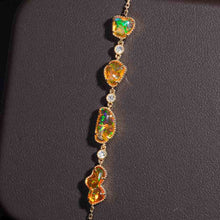 Load image into Gallery viewer, Free Shape Mexican Fire Opal Diamond Bracelet in 18K Yellow Gold