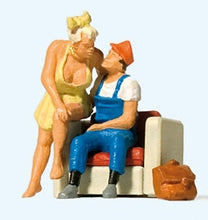 Load image into Gallery viewer, Preiser 28182 HO Scale Home From a Busy Workday -- 2 Figures &amp; Chair