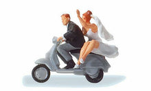 Load image into Gallery viewer, Preiser 28150 HO Scale Vespa Scooter -- Wedding Couple on Vespa