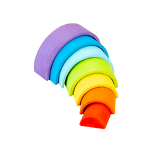 Load image into Gallery viewer, 7 Pcs STAINED Mini Wooden Rainbow Stacker in Stained Purple Sunset Color