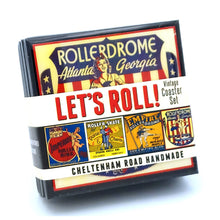 Load image into Gallery viewer, Vintage Roller Skating Rink Drink Coaster Set - Let's Roll