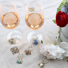 Load image into Gallery viewer, Bedazzled bee wine charms