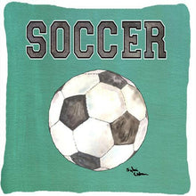 Load image into Gallery viewer, Soccer   Canvas Throw Pillow - 14x14 Decorative Pillow – Art for Your Home &amp; Patio