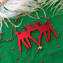 Load image into Gallery viewer, Christmas Fawns Statement Necklace - SILVER