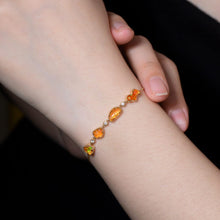 Load image into Gallery viewer, Free Shape Mexican Fire Opal Diamond Bracelet in 18K Yellow Gold