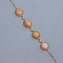 Load image into Gallery viewer, Beautiful Mexican Egg Fire Opal Diamond Bracelet in 18K Yellow Gold