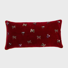 Load image into Gallery viewer, Bow Throw Pillow- Plush Red