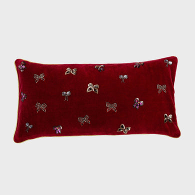 Bow Throw Pillow- Plush Red