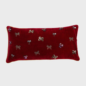 Bow Throw Pillow- Plush Red