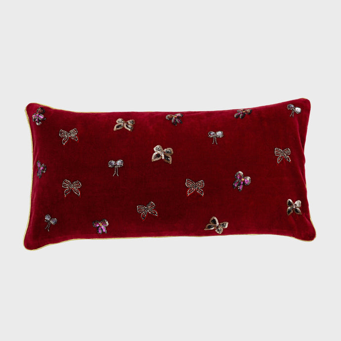 Bow Throw Pillow- Plush Red