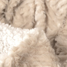 Load image into Gallery viewer, DaDalogy Bedding Champagne Ivory Faux Fur Throw Blanket - Dreamy Gold Geometric Embossed Sherpa Backside - Super Soft Warm Cozy Plush Fluffy